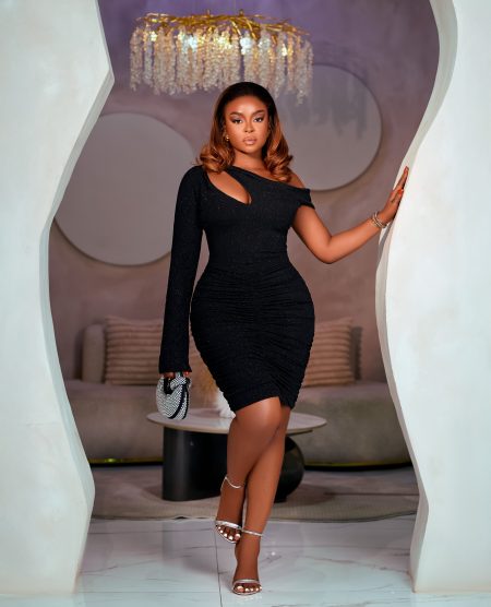 Black Ruched Bottom Dress