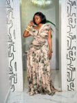 NUDE PRINT ASYMMETRIC STATEMENT DRESS (Dress Stretches)